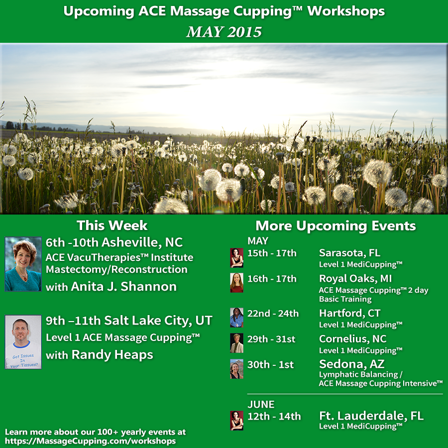 Upcoming ACE Massage Cupping Workshops: May 3rd – 9th